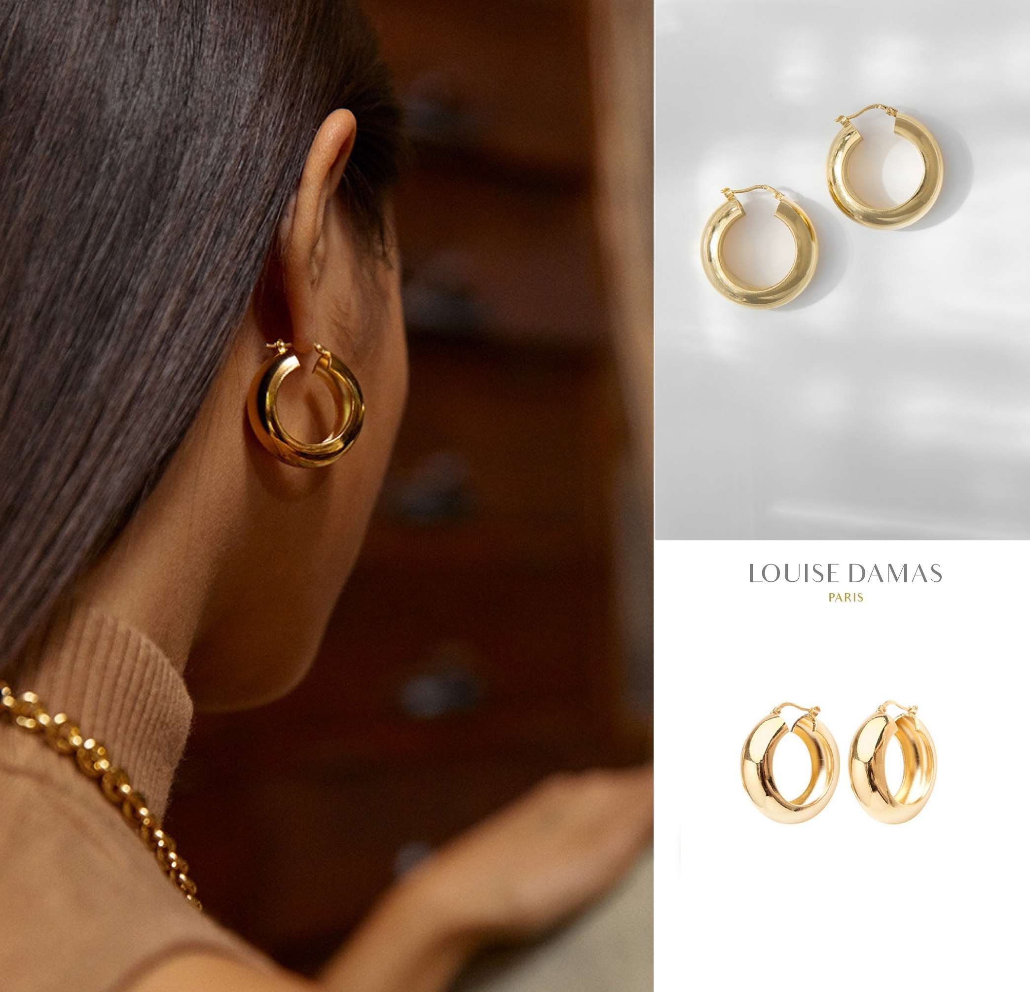★パリ発 Louise Damas★ Denise クレオール 幅広 ピアス GOLD