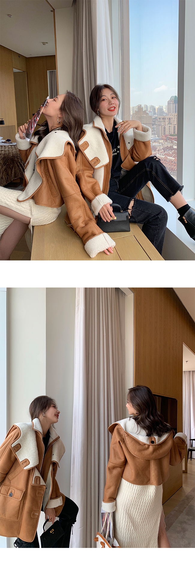 素敵 シープスキン ビッグカラー ジャケット コート ファー 素敵 シープスキン ビッグカラー ジャケット コート ファー