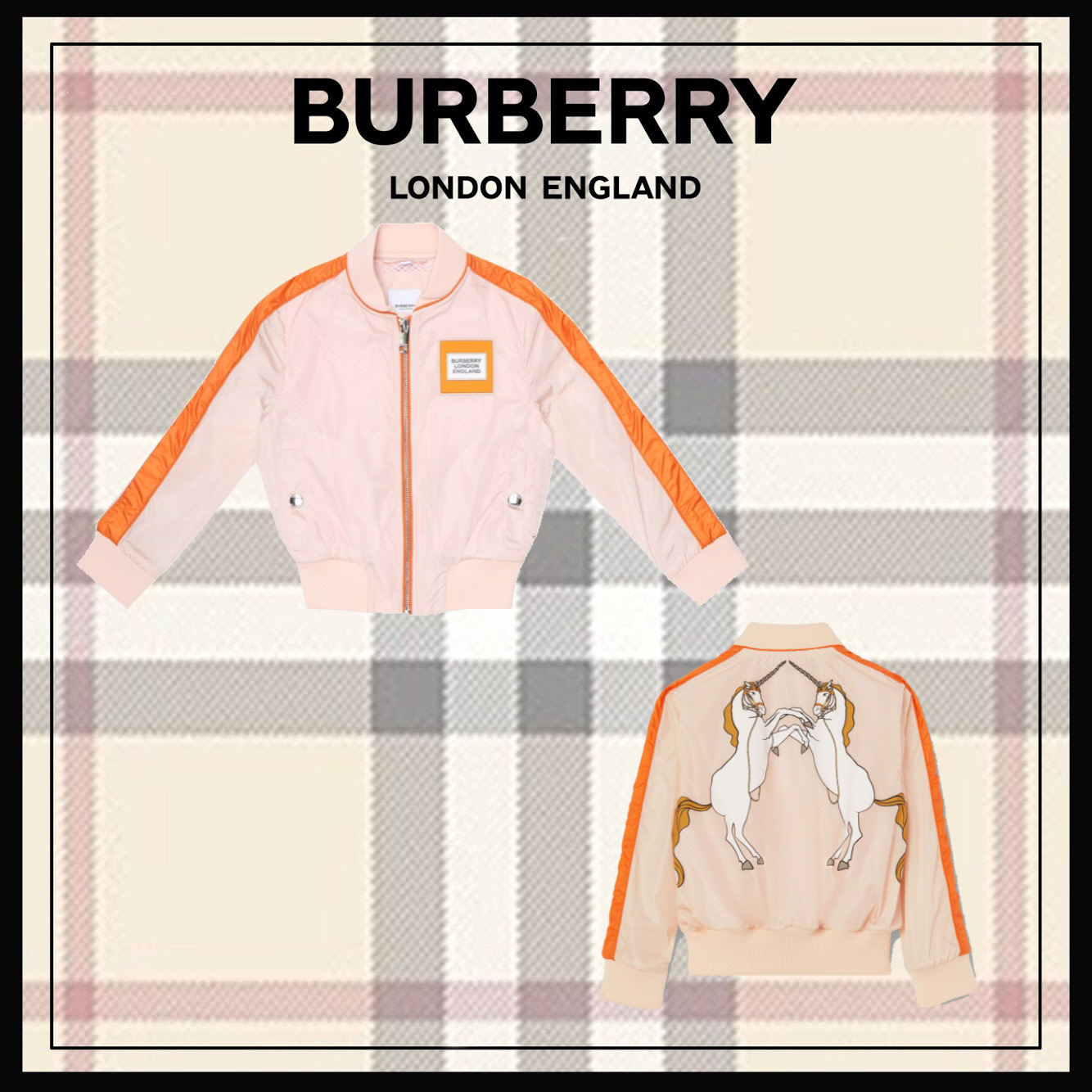喜ばれる誕生日プレゼント 【3-14Y】BURBERRY ユニコーン プリント ボンバー ジャケット キッズアウター 喜ばれる誕生日プレゼント 【3-14Y】BURBERRY ユニコーン プリント ボンバー ジャケット キッズアウター