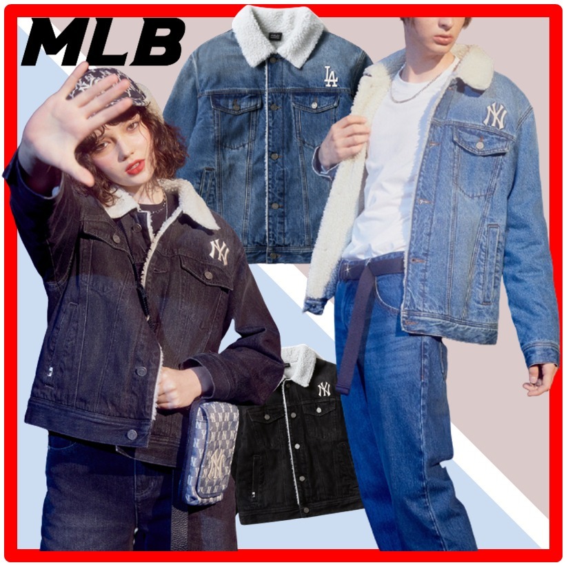 ☆人気☆MLB☆ビッグ ロゴ ボアデニムジャケッ.ト☆