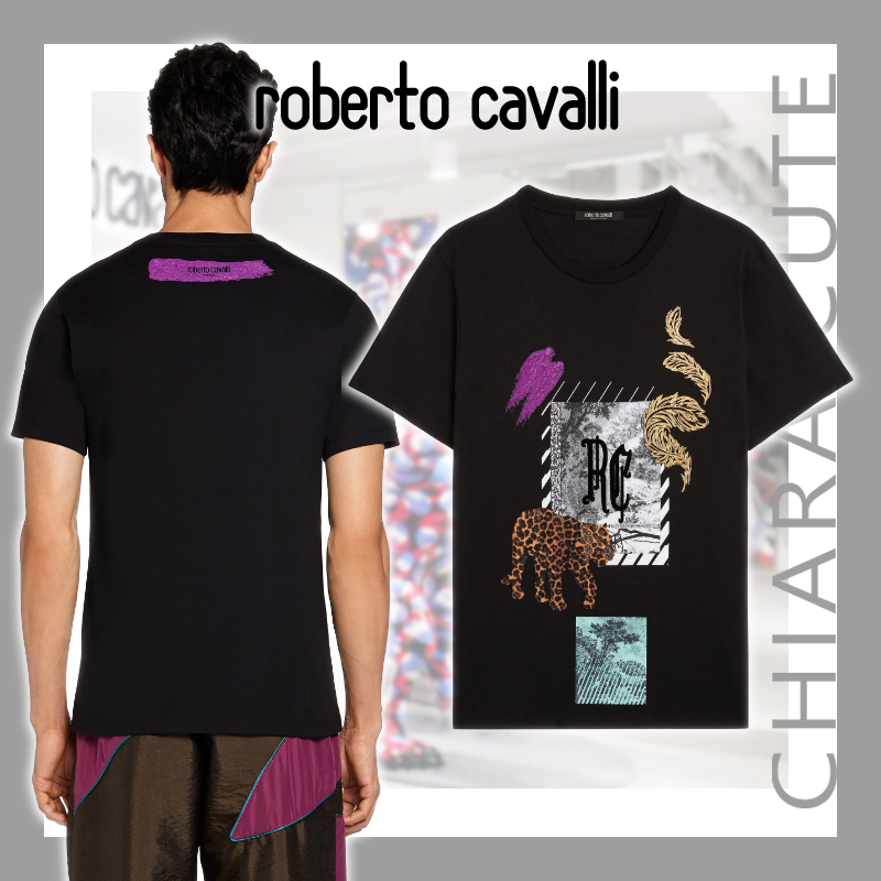 【限定特価】 【20AW】Roberto Cavalli_men/アバロンプリントTシャツ/ブラック Tシャツ・カットソー 【限定特価】 【20AW】Roberto Cavalli_men/アバロンプリントTシャツ/ブラック Tシャツ・カットソー