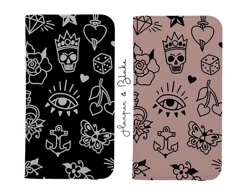 【Harper & Blake】UK発★手帳型スマホケース Tattoos/タトゥー