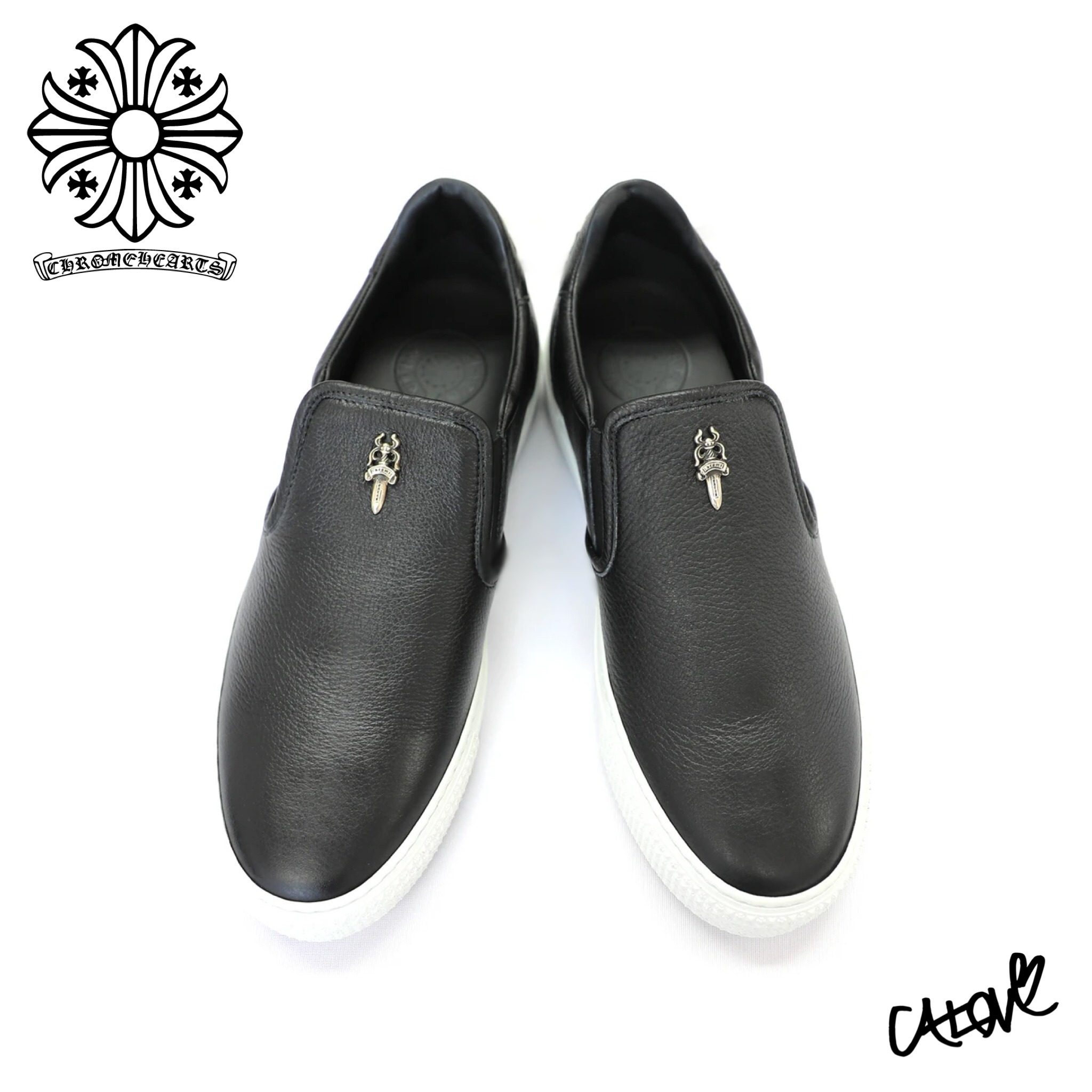 CHROME HEARTS スニーカー 十クロムハーツ十【SLIP ON/V2】CHダガープラスパッチ◆BLACK(2)