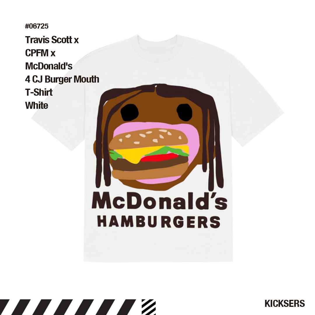 話題コラボ Travis Scott CPFM McDonald Burger Mouth Tee White