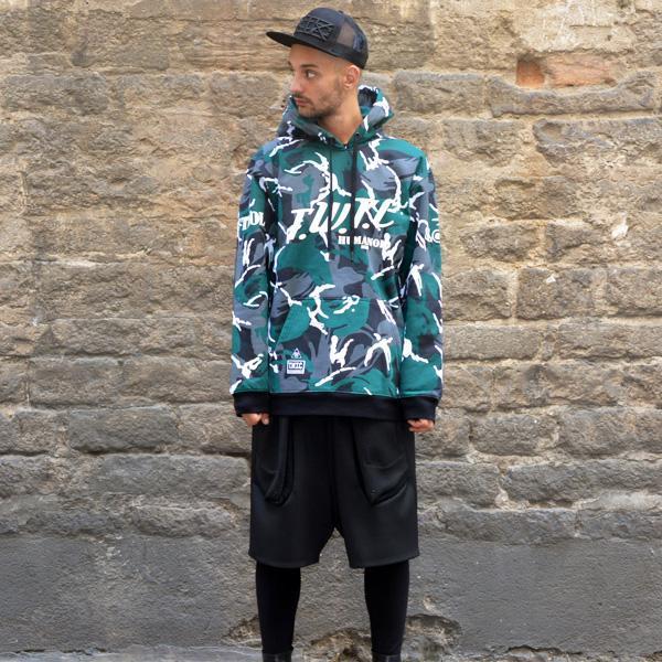 パーカー・フーディ KTZ CAMOUFLAGE HUMANOID HOODED SWEATSHIRT GREEN/GREY/BLK/WHT