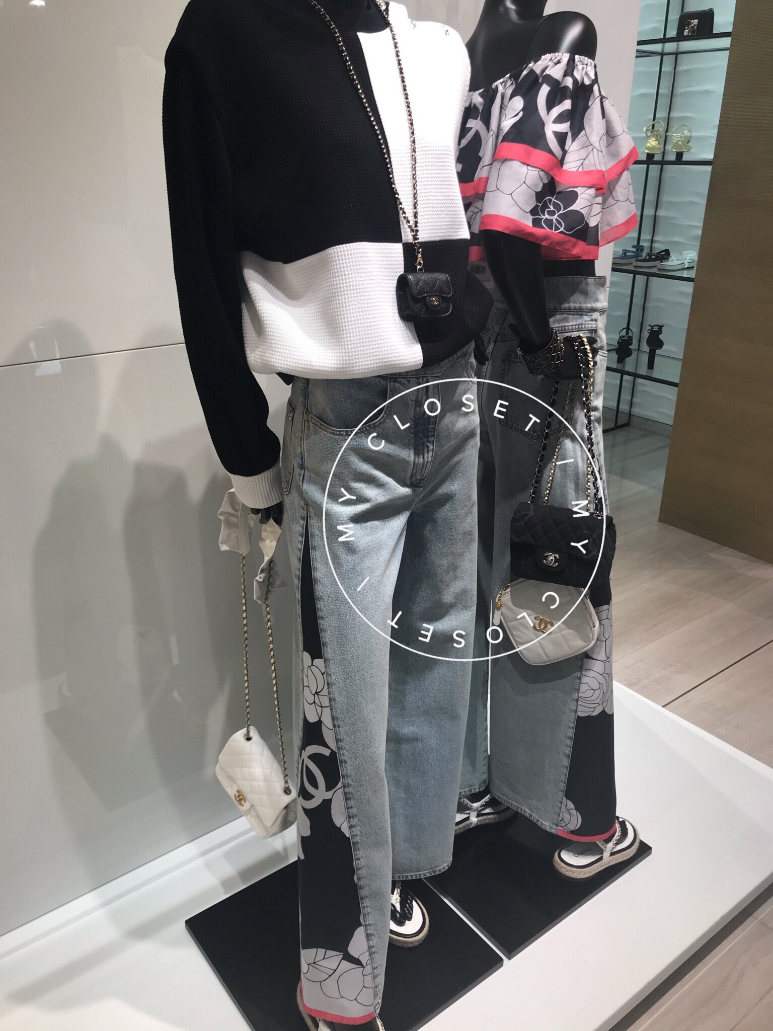 CHANEL デニム・ジーパン CHANEL ジーンズ デニム パンツ CC ロゴ カメリア 青 新作 直営(7)
