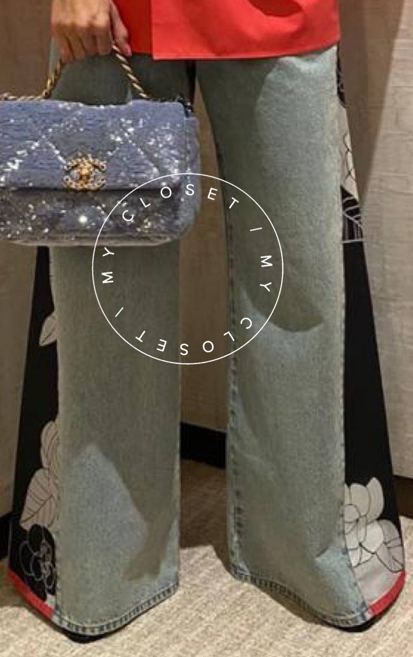 CHANEL デニム・ジーパン CHANEL ジーンズ デニム パンツ CC ロゴ カメリア 青 新作 直営(8)