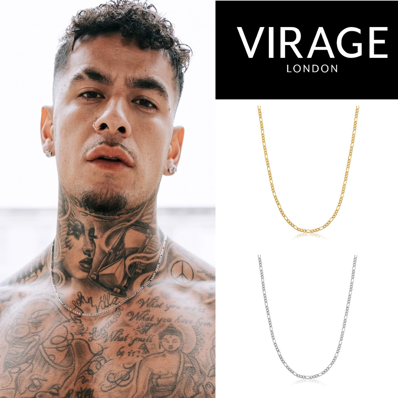 関税/送料込み【VIRAGE London】18K フィガロチェーン 3mm