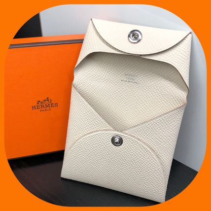 HERMES Coin Cases Bi-color Plain Leather Coin Cases