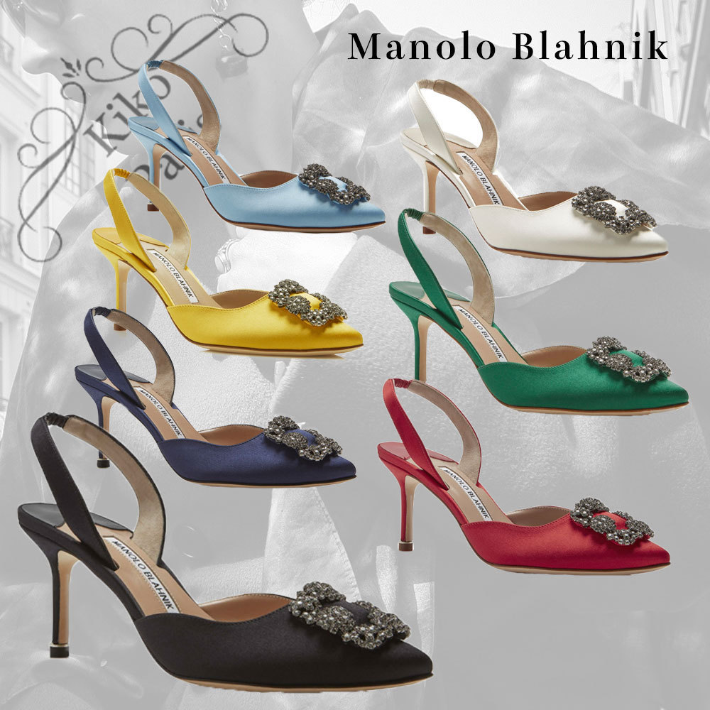 ♪関税込みManolo Blahnik♪ HANGISI サテン スリングバック 7cm