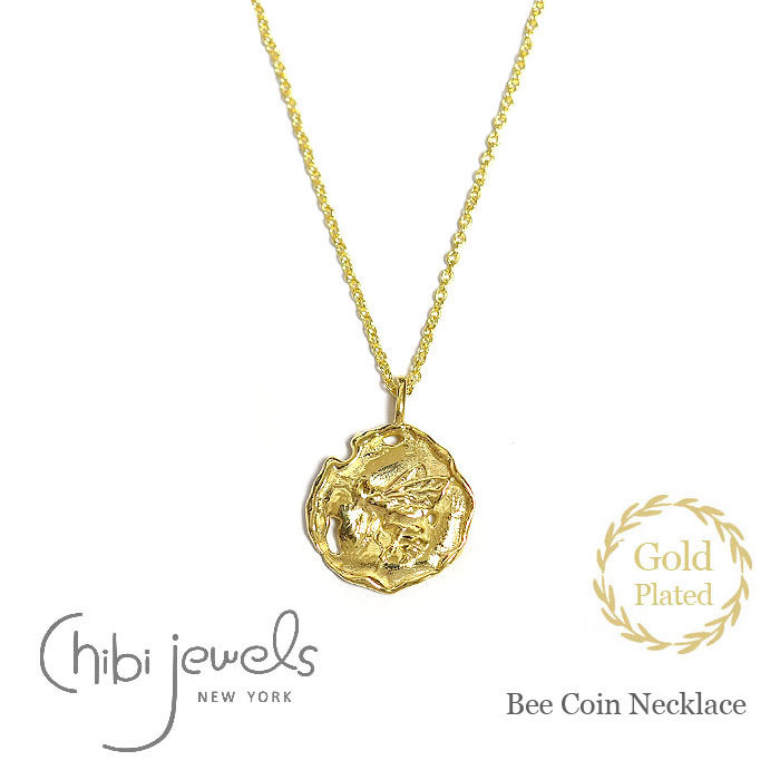 ≪chibi jewels≫ハチ ゴールド コイン ネックレス(Gold Plated)