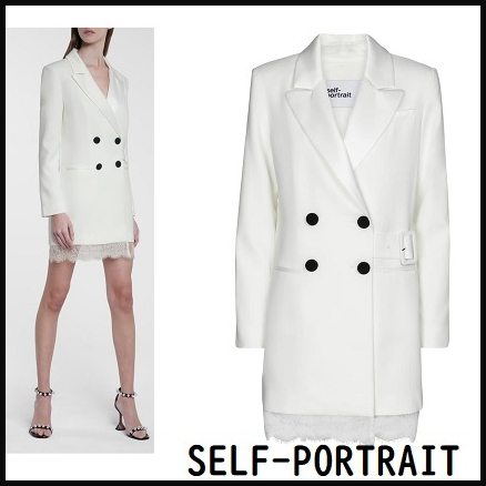 SELF-PORTRAIT クレープ ブレザー ミニドレス ワンピース SELF-PORTRAIT クレープ ブレザー ミニドレス ワンピース