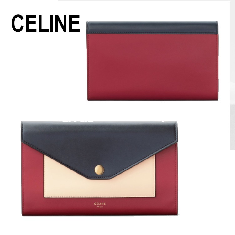 【EMS発送】☆CELINE☆ large flap チェーンウォレット ネイビー