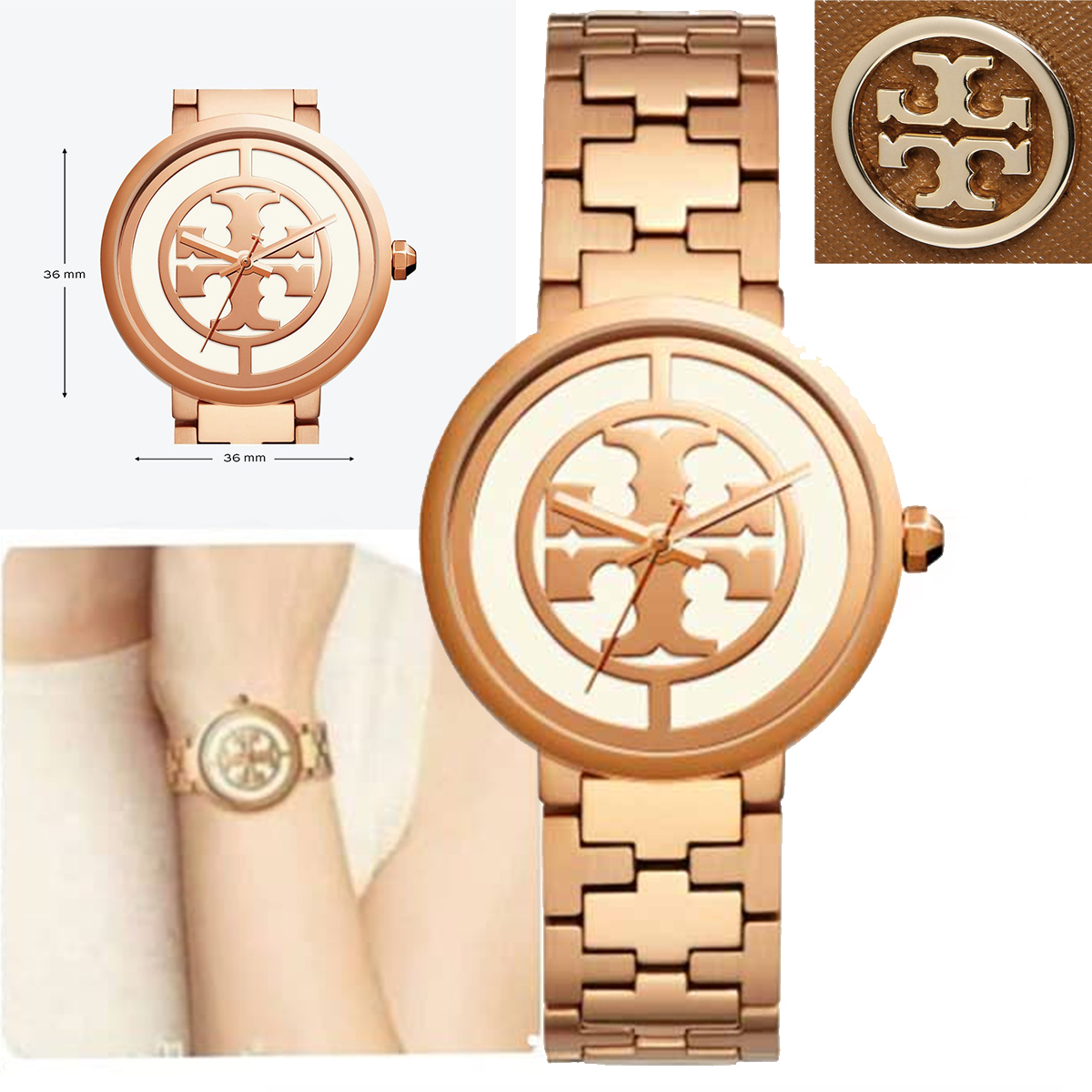 特別価格！Tory Burch Gigi Bracelet ロゴ入りクリーム文字盤