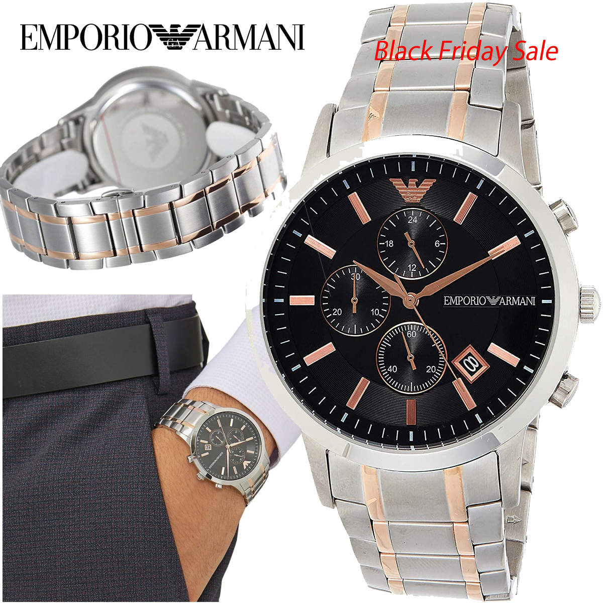 特価！Emporio Armani Men's Chronograph Two-Tone AR11165