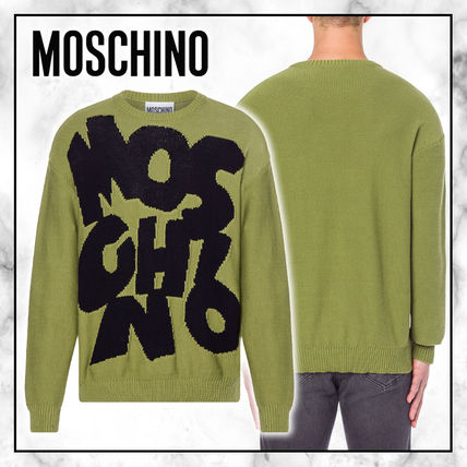 Moschino Sweaters Crew Neck Pullovers Street Style U-Neck Bi-color