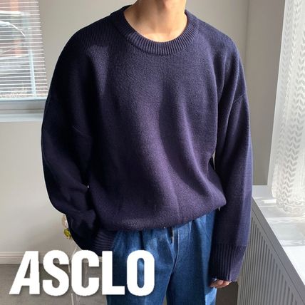 ASCLO Sweaters Crew Neck Pullovers Unisex Street Style U-Neck Long Sleeves