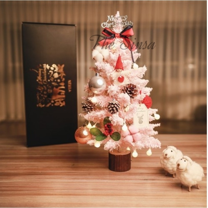 [韓国製]ピンクミニクリスマスツリー65cm2色/ギフトボックス贈呈