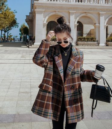 紺×赤 セレクト 黒白チェックコート - 通販 - www.happyhead.in