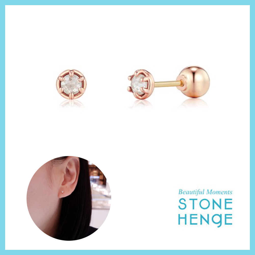 ☆STONE HENgE☆ ローズゴールド ダイヤモンド 片耳 ピアス