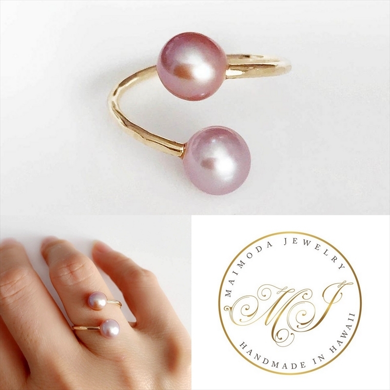 ダブル ピンクパール ラップ リング ☆Maimoda Jewelry