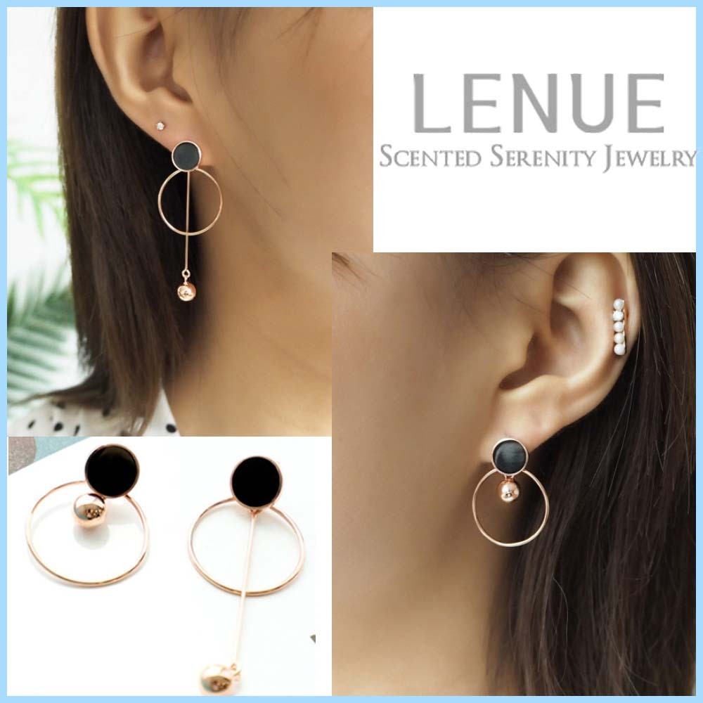 Lenue(レヌー)香りジュエリー☆アンバランスラウンドピアス