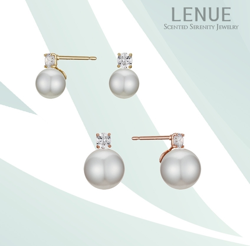 Lenue(レヌー)香りジュエリー☆14kgold 8mmPEARL&CUBICピアス2色 Lenue(レヌー)香りジュエリー☆14kgold 8mmPEARL&CUBICピアス2色