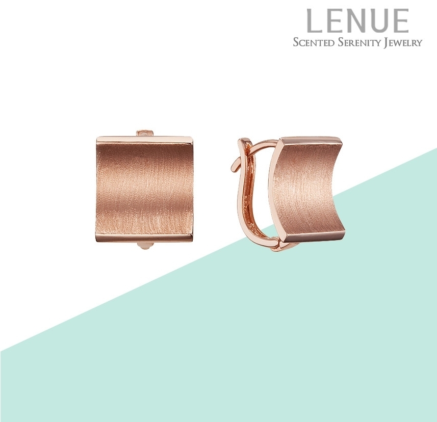 Lenue(レヌー)香りジュエリー☆14kgold 四角形ピアス_2色