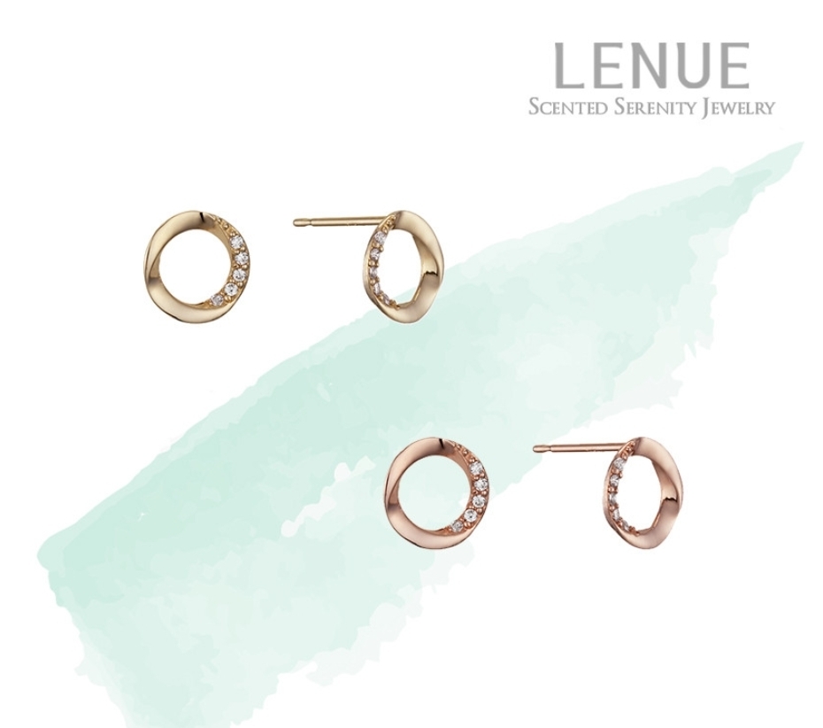Lenue(レヌー)香りジュエリー☆14kgold round cubicピアス_2色