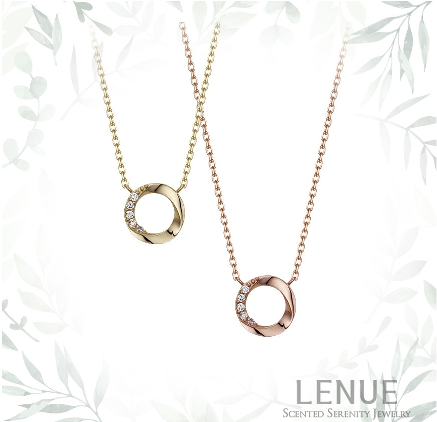 Lenue(レヌー)香りジュエリー☆14KGOLD RoundCubic necklace_2色