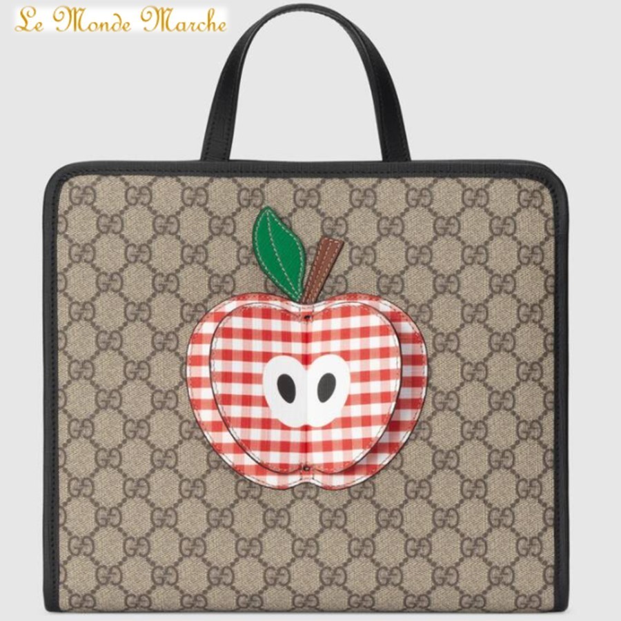 GUCCI】GGスプリーム 3D キャンバス トートバッグ*りんご*苺 (GUCCI