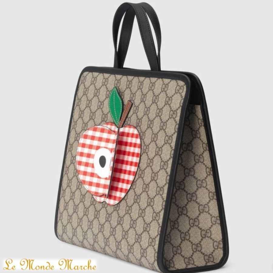【GUCCI】GGスプリーム 3D キャンバス トートバッグ*りんご*苺