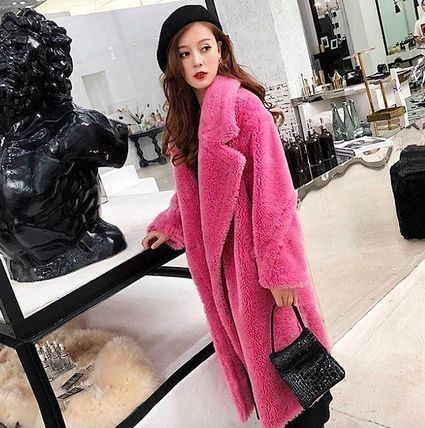 ボアコート アウター ロング丈 もこもこ フェイクファー 無地 コート Buyma