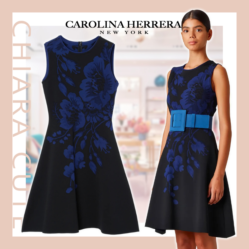 【20AW】Carolina Herrera_women /フローラル ジャカード ドレス 品質一番の