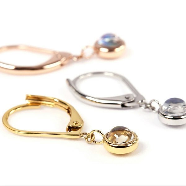 [両耳用] ピアス 4mm ムーンストーン ピアス フック