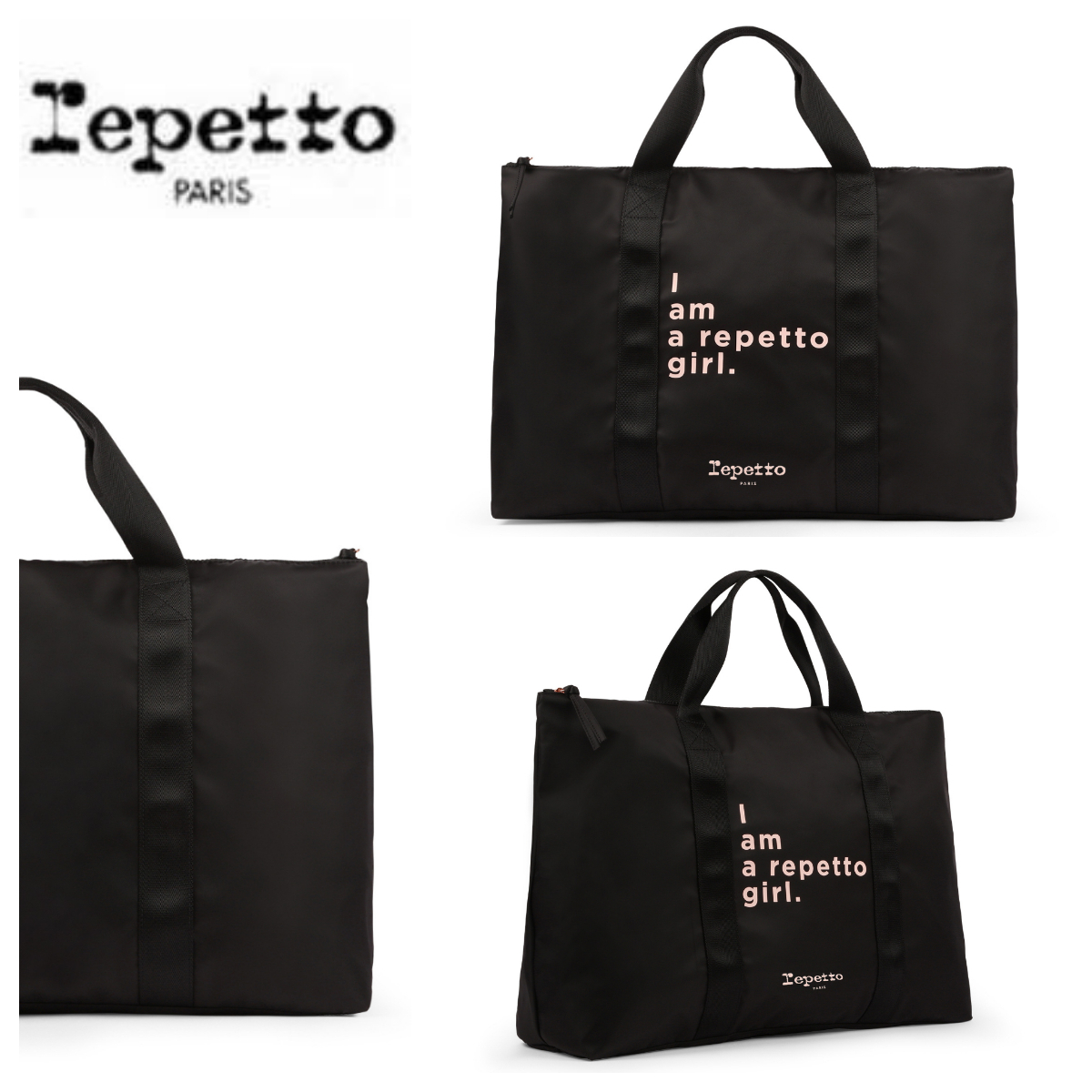 ナイロントートバッグ Repetto Girl ブラック ☆ REPETTO