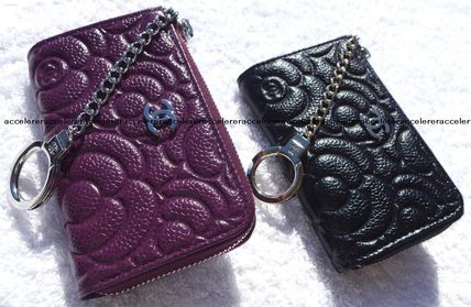 CHANEL Keychains & Bag Charms Flower Patterns Unisex Leather Keychains & Bag Charms