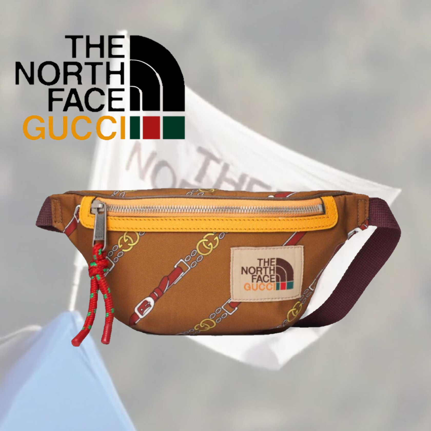 Gucci x THE NORTH FACE チェーン ショルダーバッグ コニャック