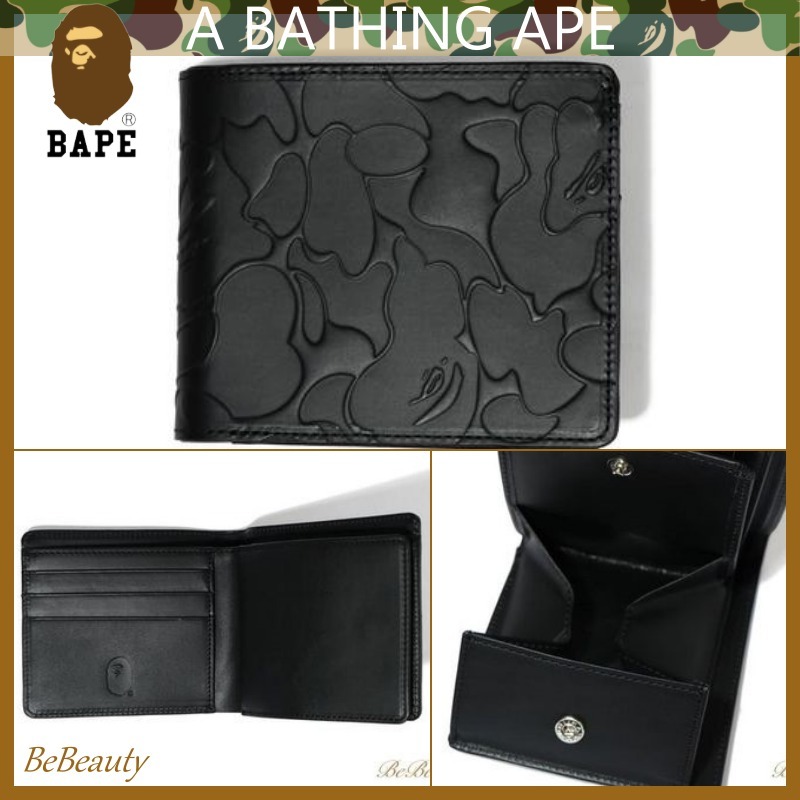 A BATHING APE 折りたたみ財布 A BATHING APE◆SOLID CAMO LEATHER WALLET 牛革 財布(3)