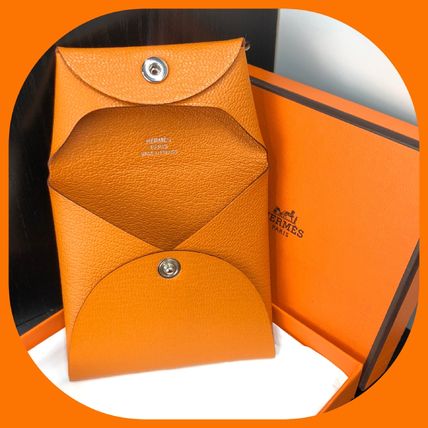 HERMES Coin Cases Plain Leather Folding Wallet Coin Cases