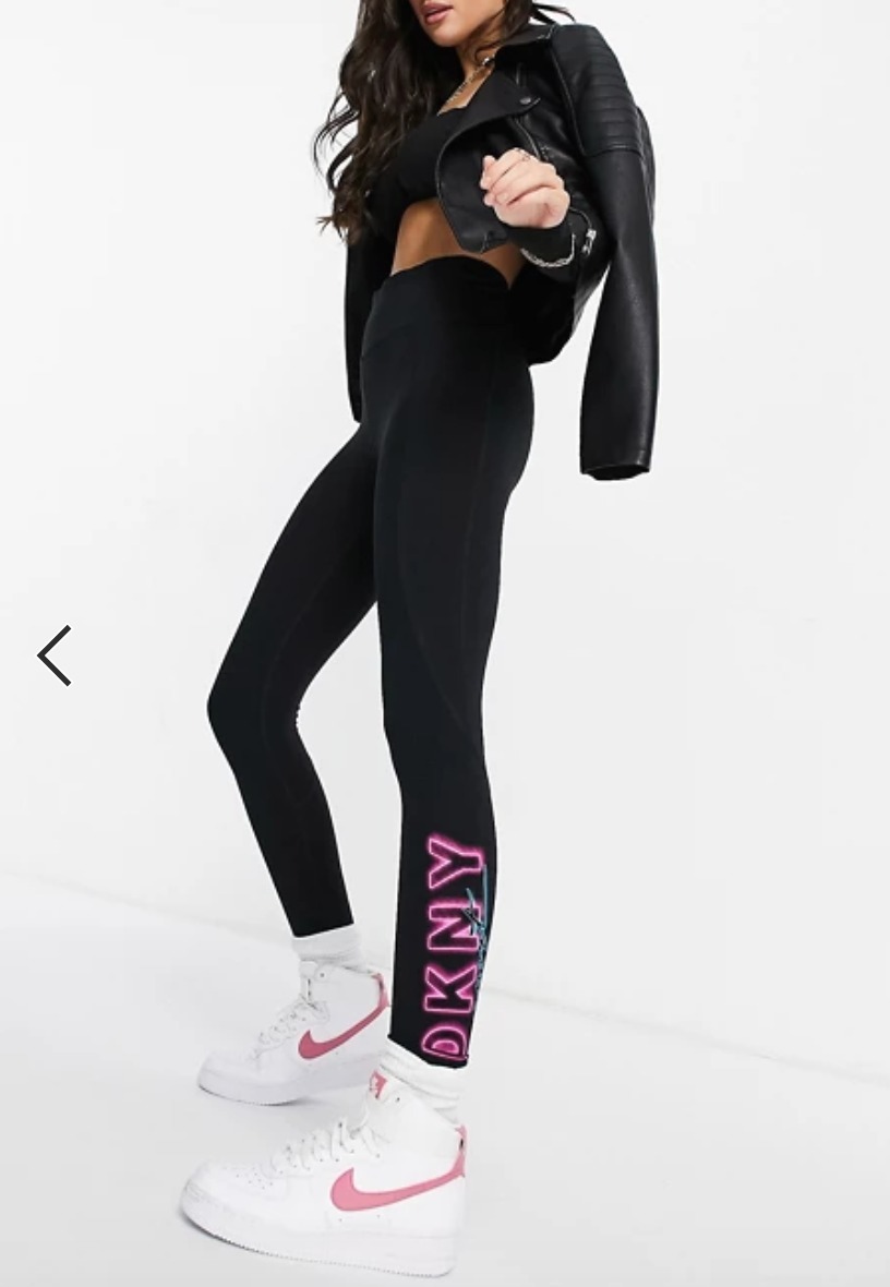 DKNY パンツ 国内発送★DKNY裾ロゴ付きレギンズ(2)