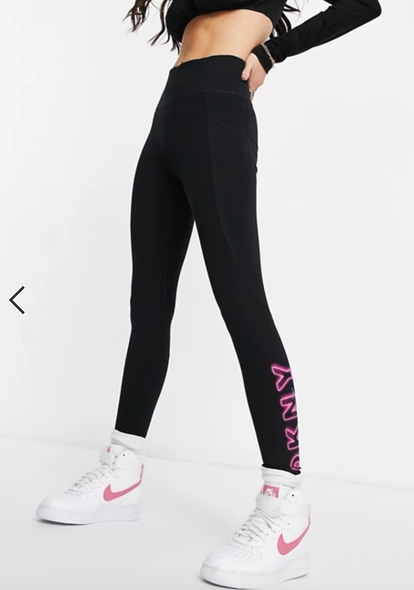 DKNY パンツ 国内発送★DKNY裾ロゴ付きレギンズ(8)