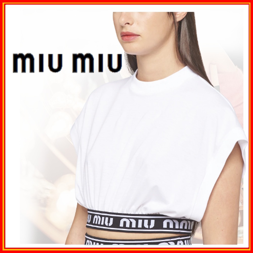 ランキング第1位 新作【miu miu】ホワイトジャージー ロゴTシャツ Tシャツ・カットソー ランキング第1位 新作【miu miu】ホワイトジャージー ロゴTシャツ Tシャツ・カットソー