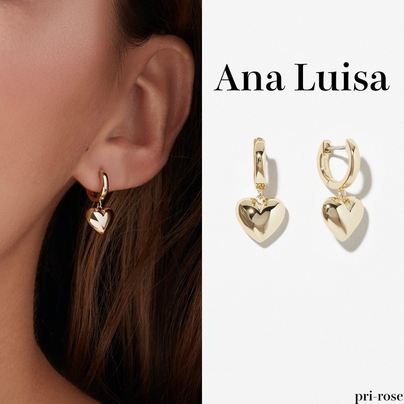 【関税.送料込】ana luisa/Jessica パフハート フープ ピアス