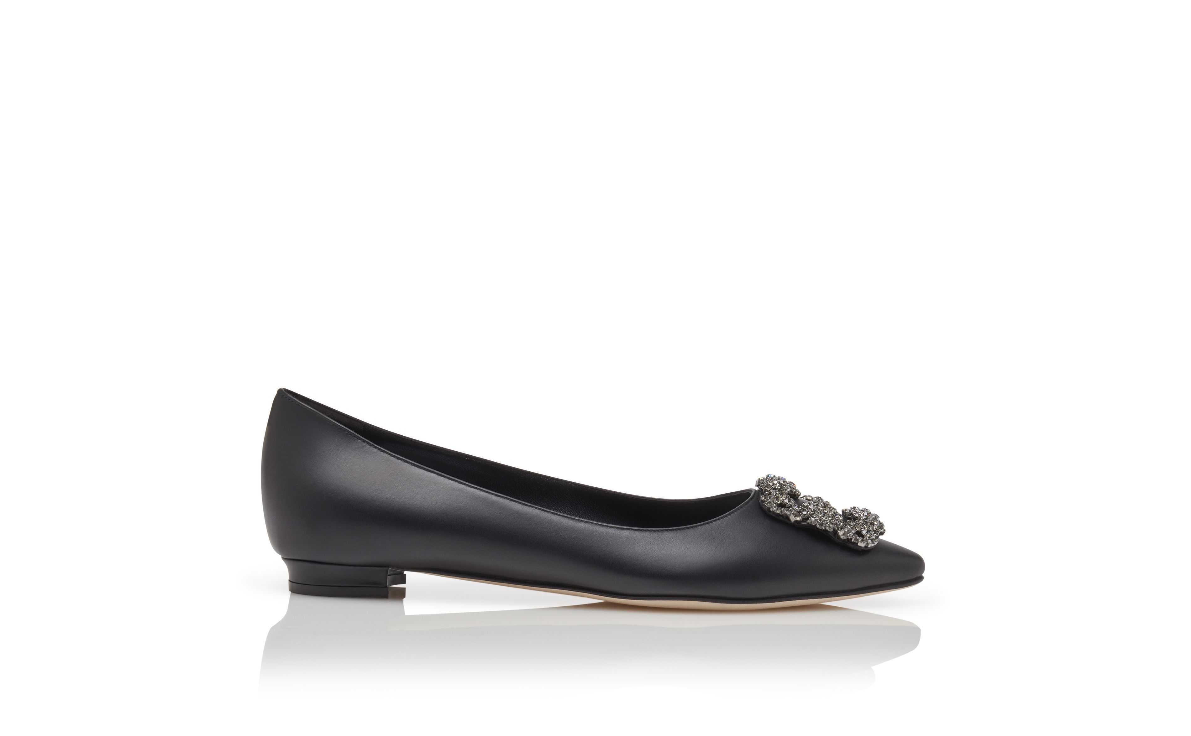 【MANOLO BLAHNIK】ハンギシ カーフレザー製フラットシューズ