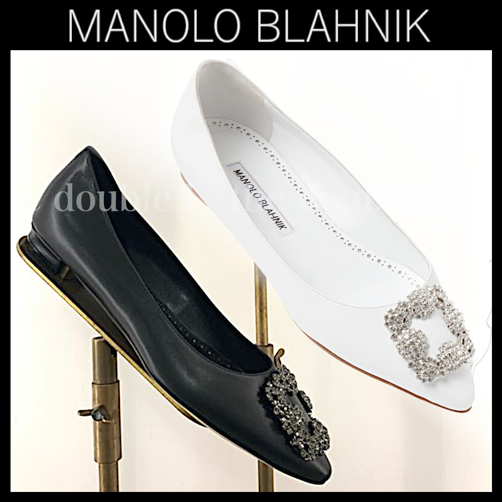 【MANOLO BLAHNIK】ハンギシ カーフレザー製フラットシューズ