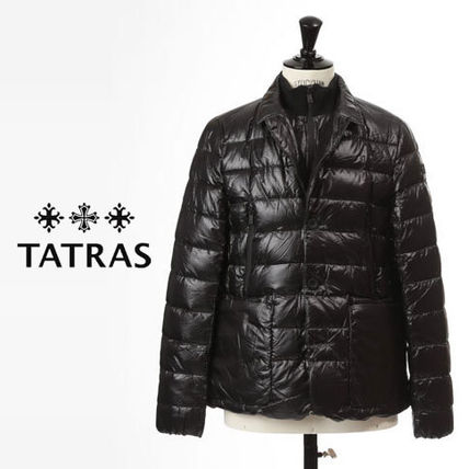 TATRAS Down Jackets Nylon Fur Blended Fabrics Street Style Plain Long Oversized