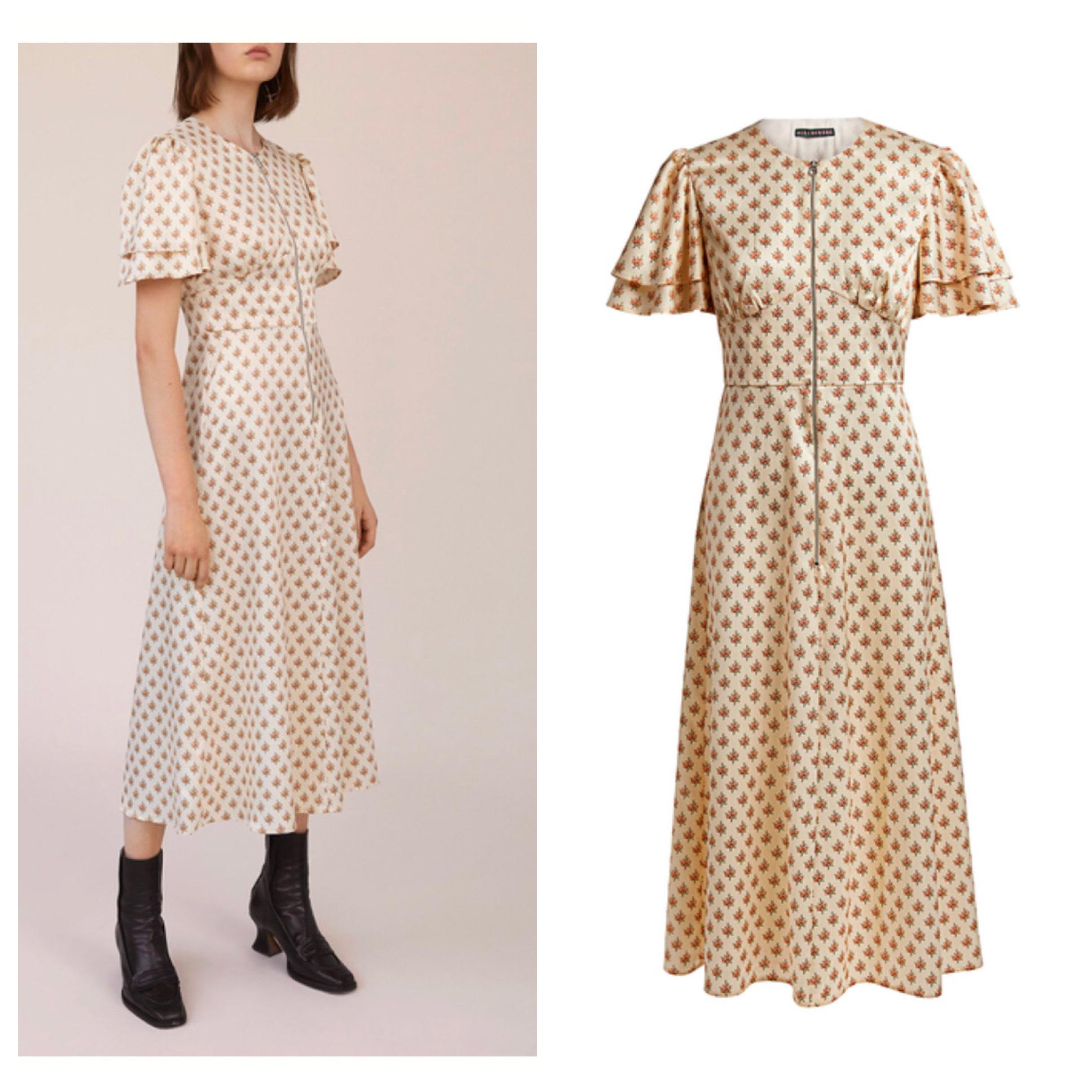 最終SALE!!★ALEXACHUNG 花柄 フロントZip フリルワンピ 関税込