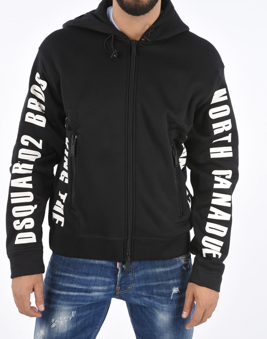 大人気【DSQUARED2】ロゴプリント ジップアップパーカー 全2色