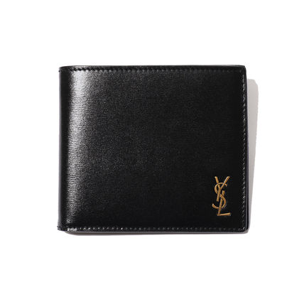 Saint Laurent Folding Wallets Calfskin Street Style Folding Wallet Logo Folding Wallets